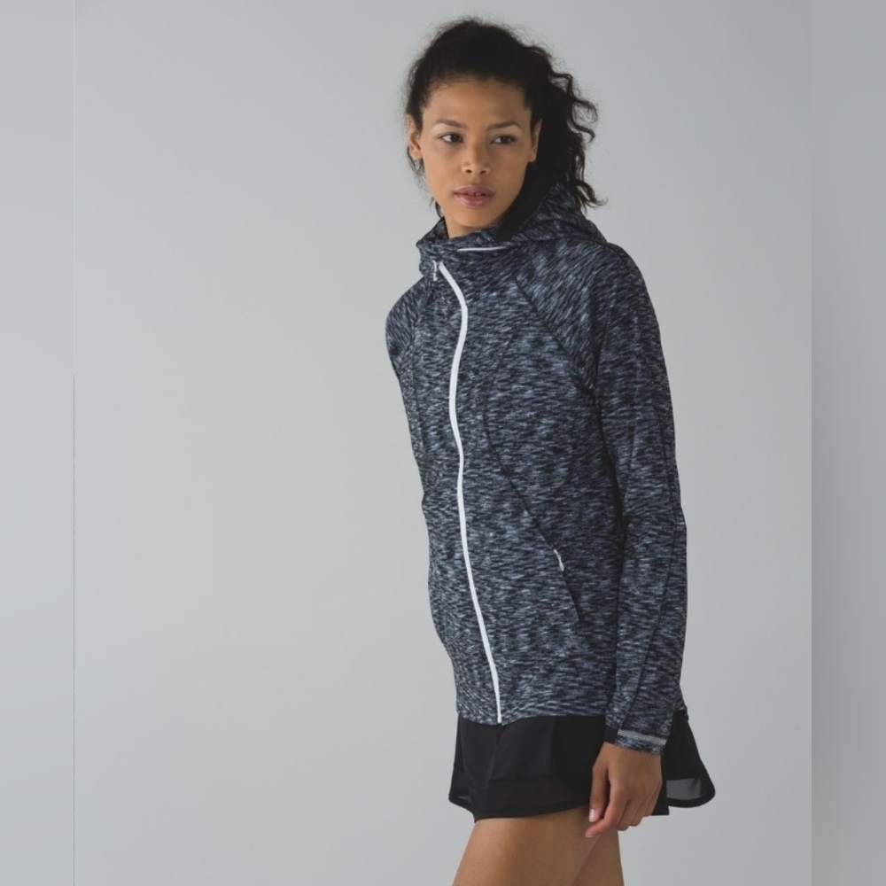 Lululemon Go The Distance Jacket Dramatic Static White Black Size 8